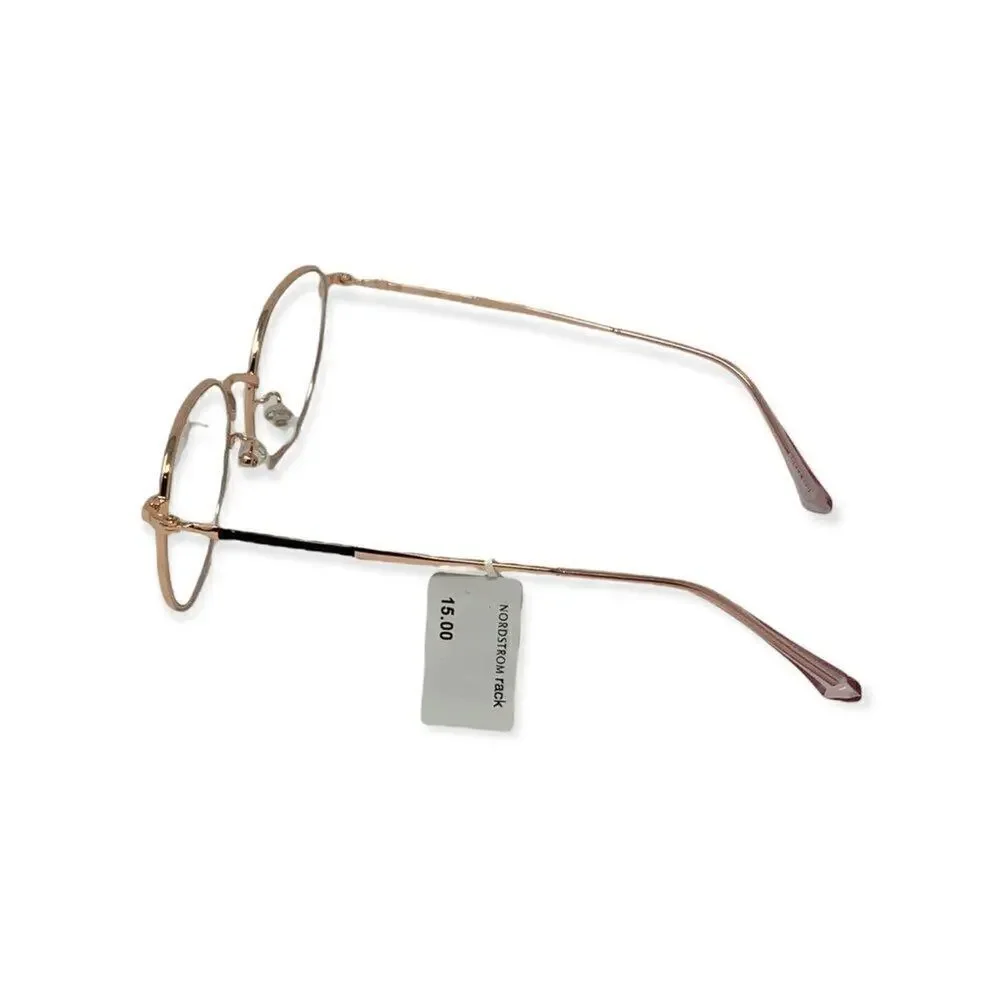 BP 50mm Round Blue Light Filtering Wire Frame Glasses in Pink NWT